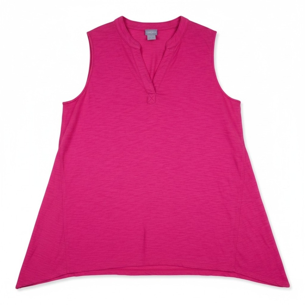Chicos Shirt Womens 2 US Large Bright Pink Sleeveless Asymmetrical Tunic Top